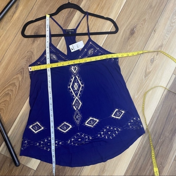 NWOT EXPRESS Tank Top Blue Grey Sequins Spaghetti Straps Sparkly Sleeveless - Picture 6 of 7